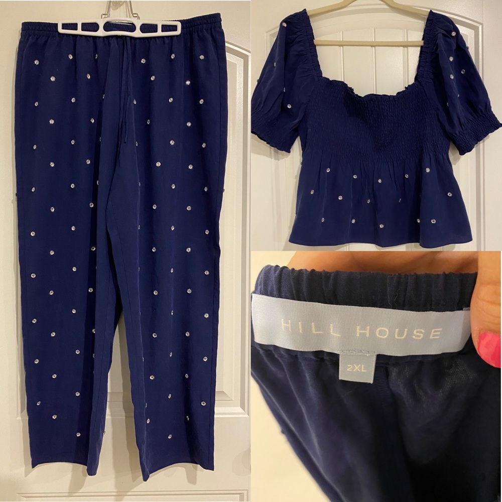 Hill House Home Jewel Jammie top and pants. Both XXL in Navy. EUC